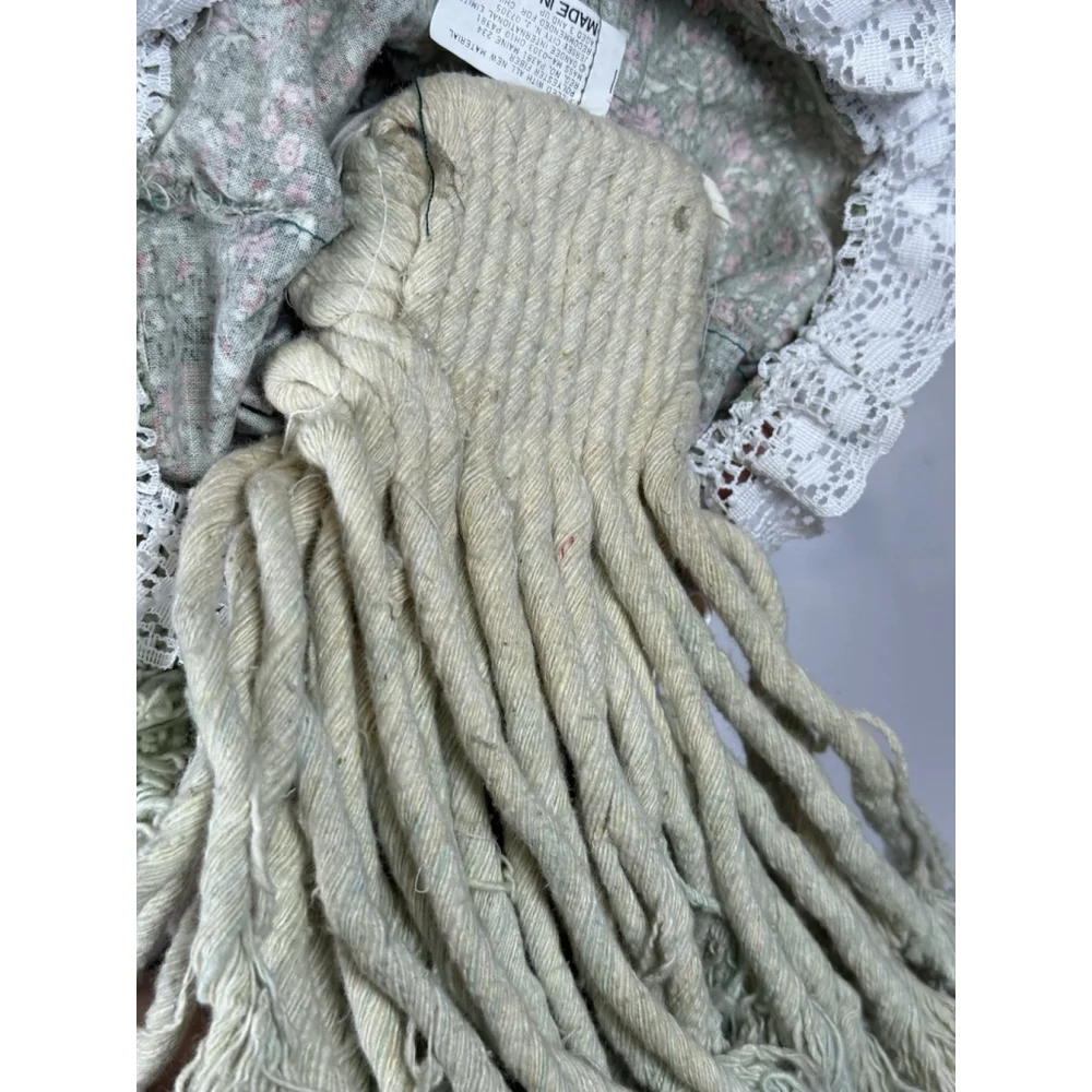 Vintage Mop Doll Shelf Sitter Yarn Porcelain Head WINDS UP PLAYS MUSIC Unique